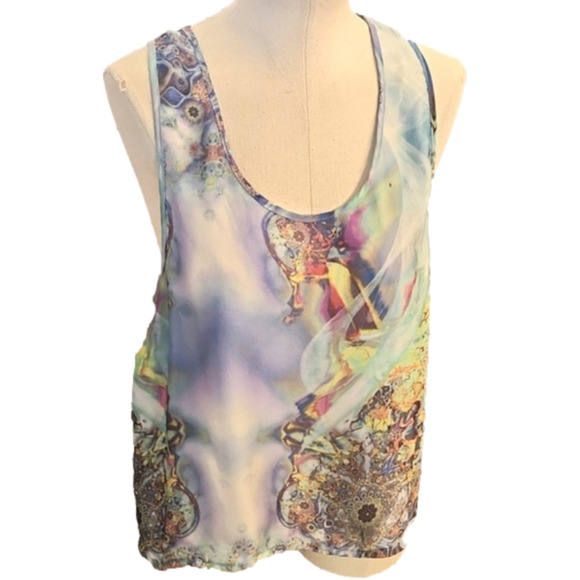 Womens Grifflin Paris sheer colorful tank top size Large. - Picture 3 of 14